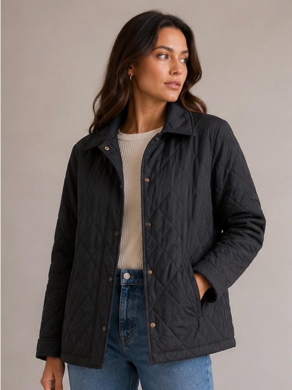 Larry Levine Black Quilted Jacket